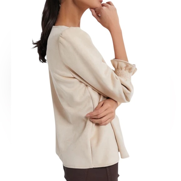 TUCKERNUCK Bone Suede Easton Blouse Swing Top Size S - Picture 4 of 15